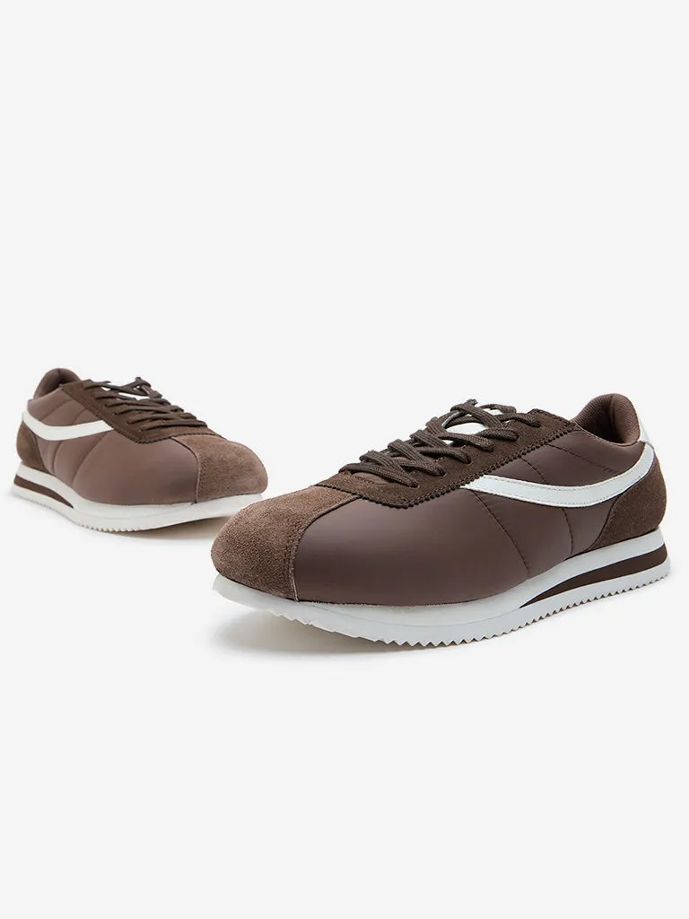 LUNA BLU Brown Faux-Suede Lace-Up Sneakers