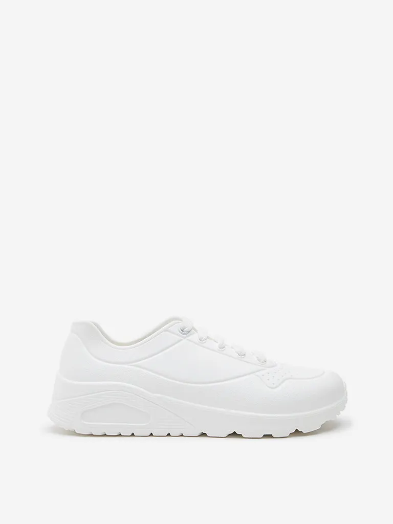 LUNA BLU White Perforated Design Lace-Up Sneakers