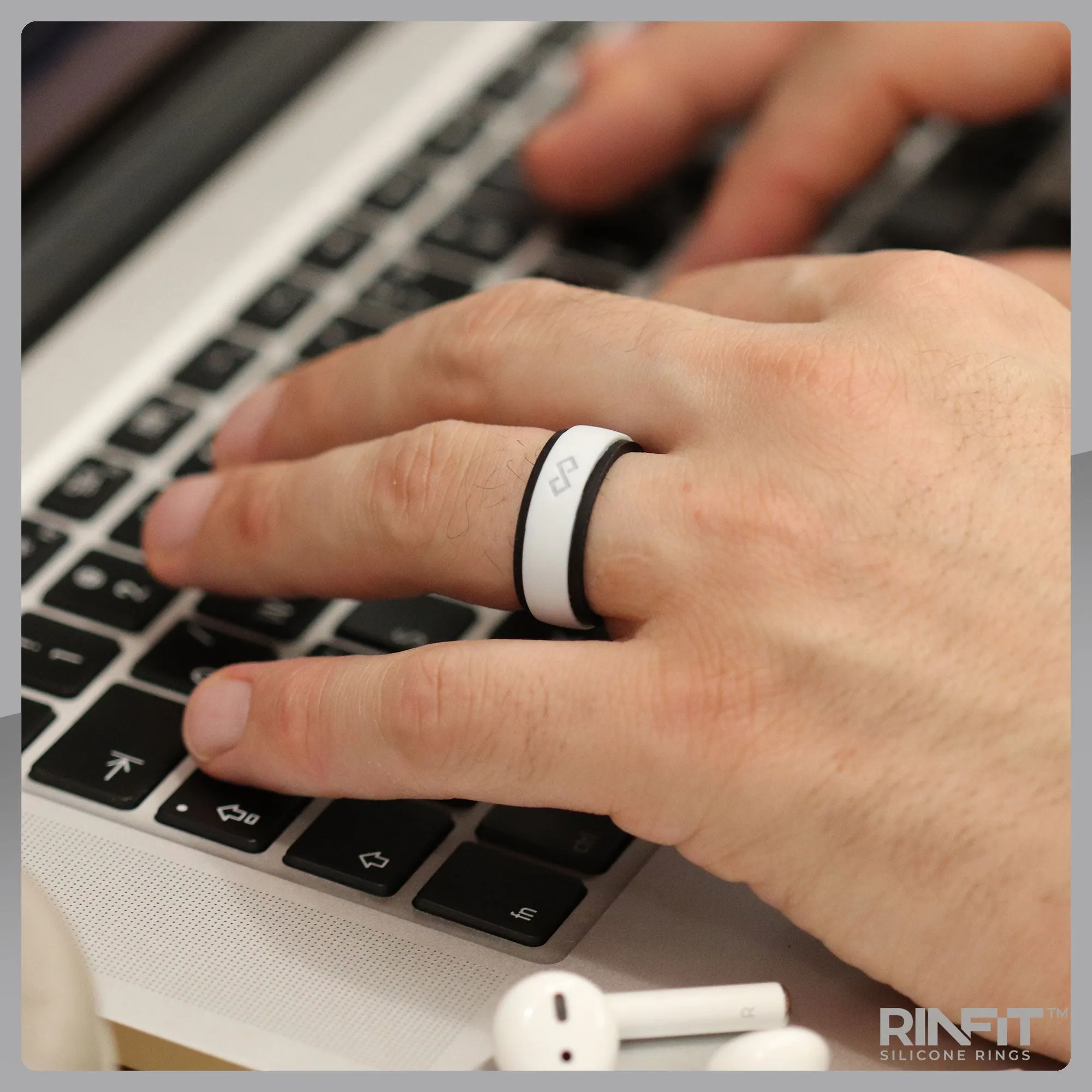 Men's Infinity Silicone Ring, Rinfit-Air. Comfortable & Durable Wedding Band.