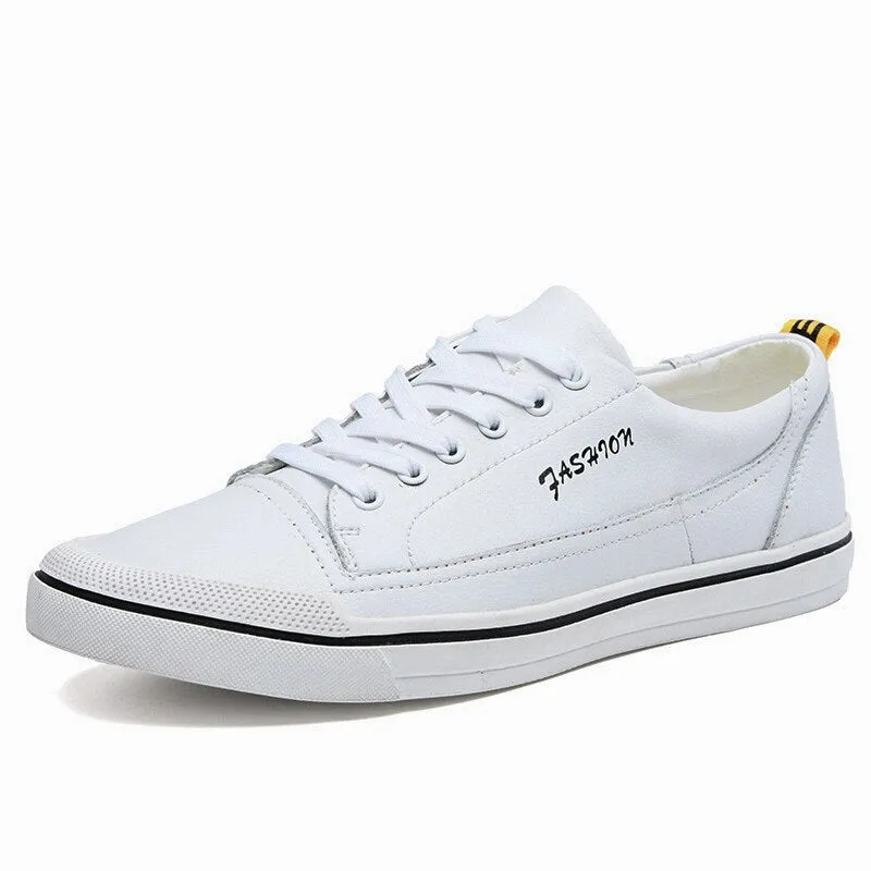 Mens Sneakers Casual Leather Shoes Men Brand White Shoes Male Comfortable Lace-up Walking Shoes High Quality White Sneakers