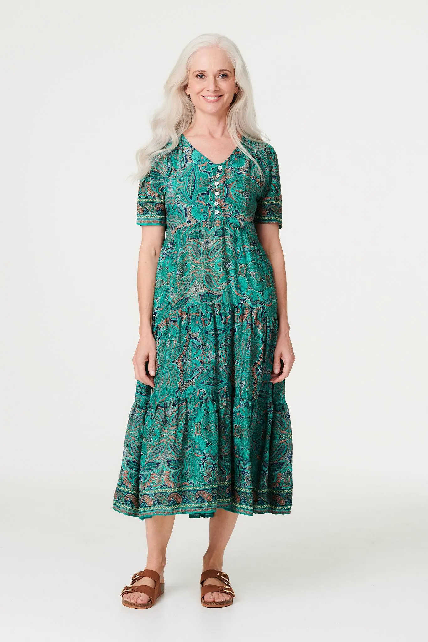 Paisley Short Sleeve Smock Dress