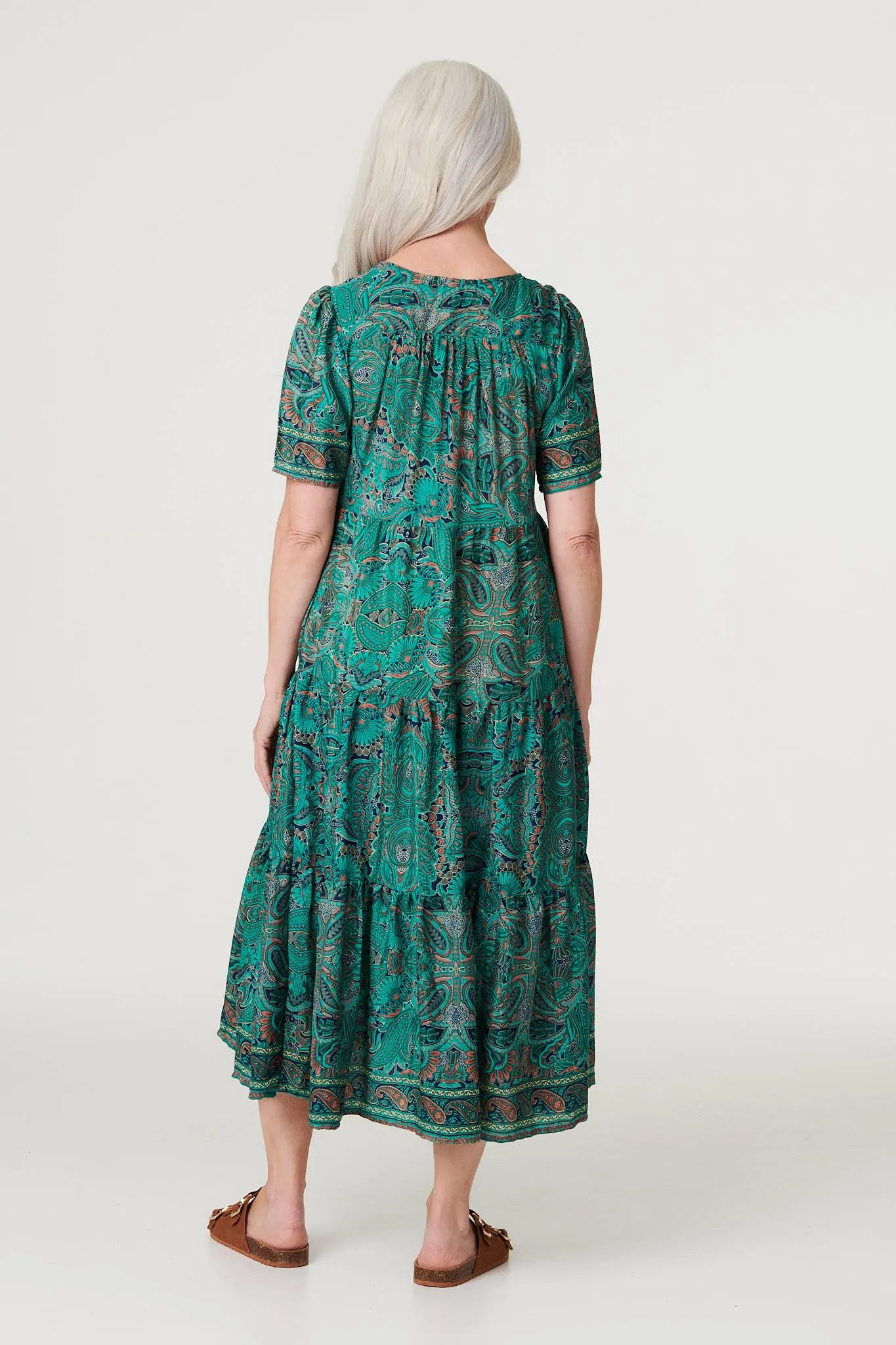 Paisley Short Sleeve Smock Dress