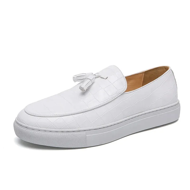 Plus Size Tassel Leather Loafers - Men's Business Casual Sneakers