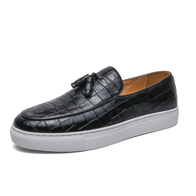 Plus Size Tassel Leather Loafers - Men's Business Casual Sneakers