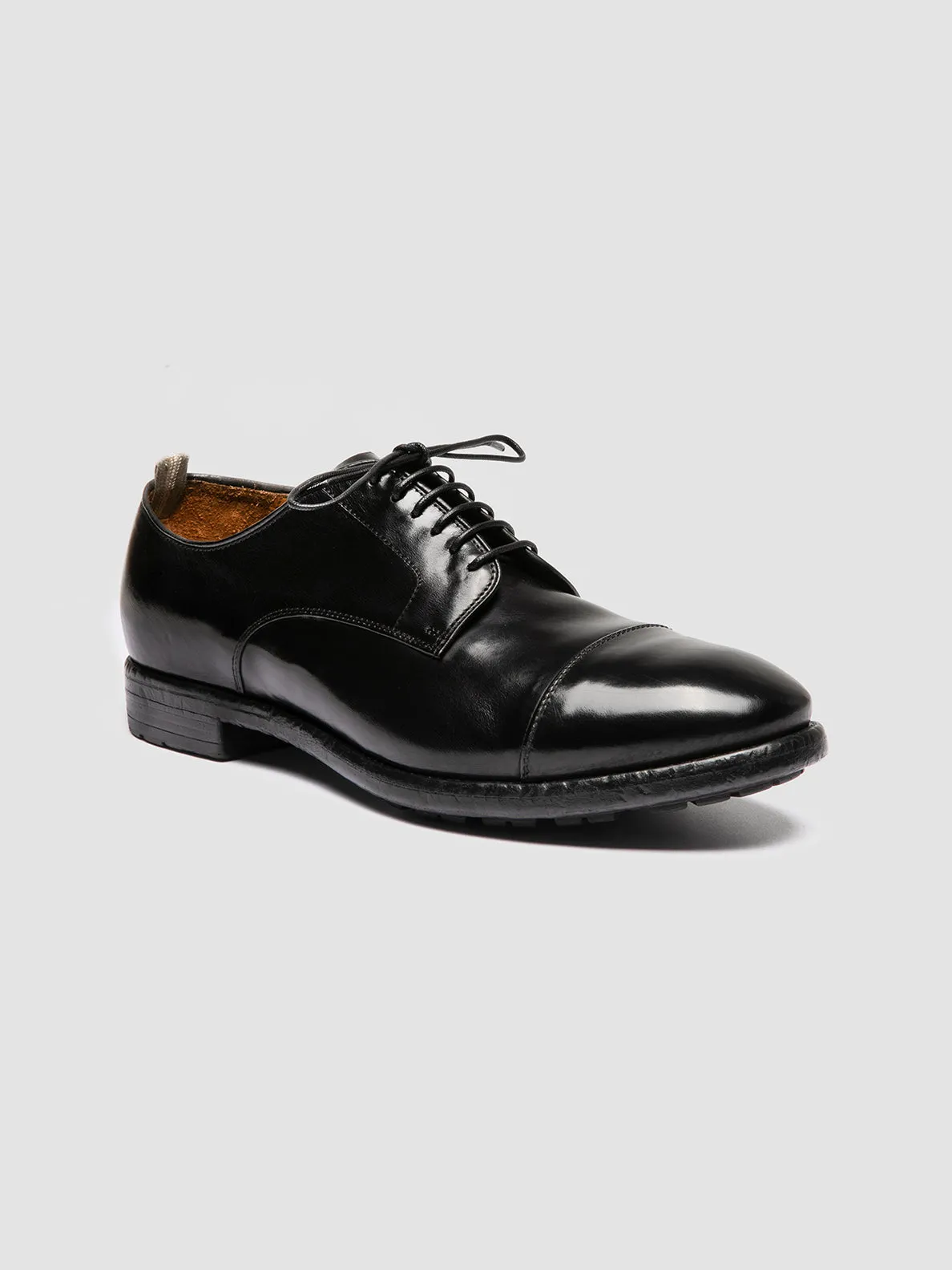 PRINCE 608 Nero - Black Leather Derby Shoes