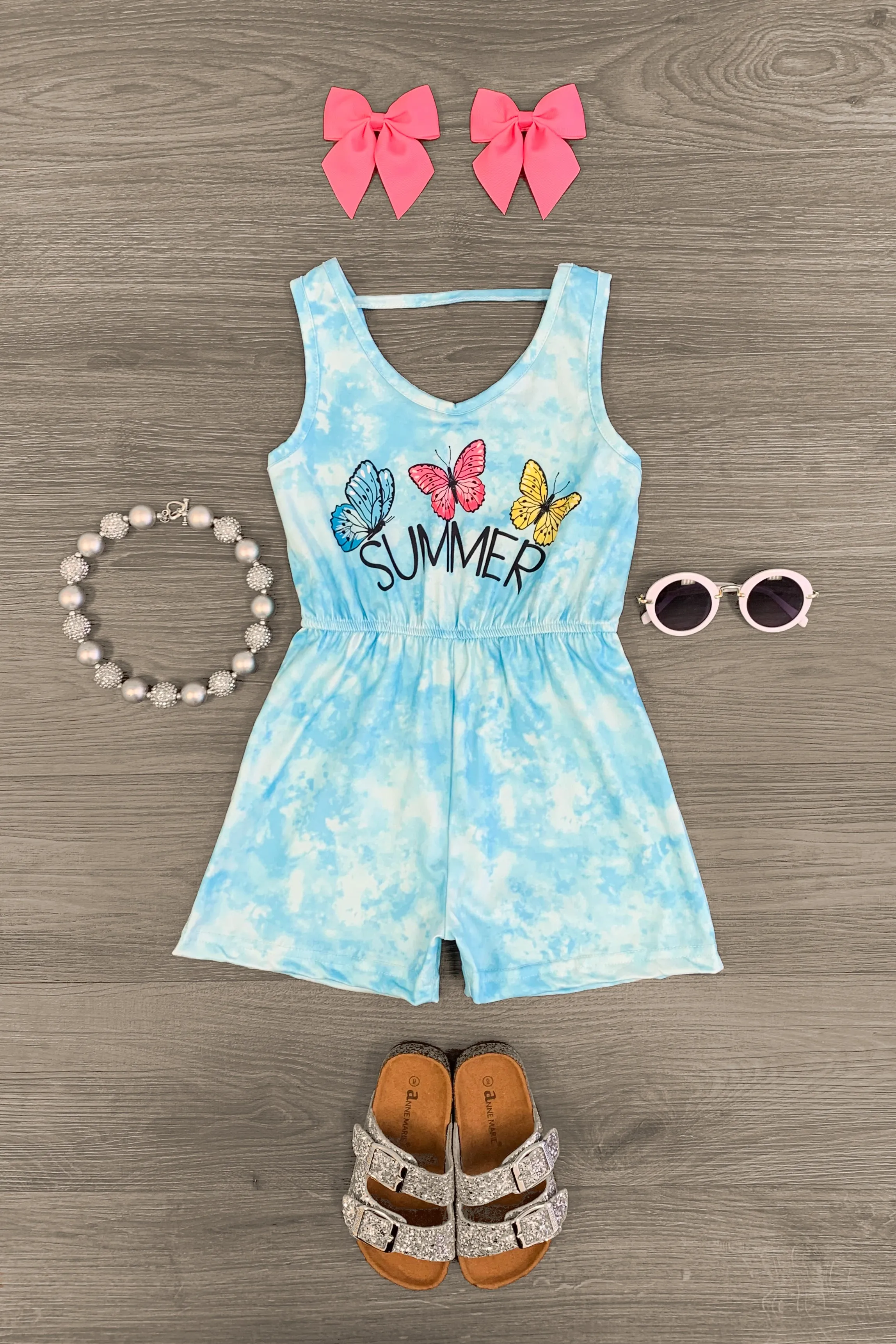 "Summer" Blue Butterfly Romper