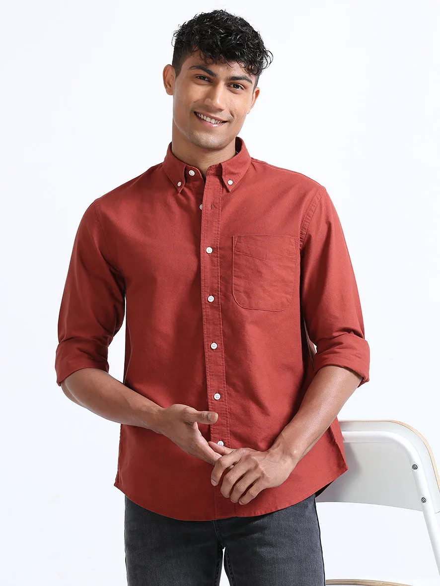 Red Relaxed Fit Oxford Shirt