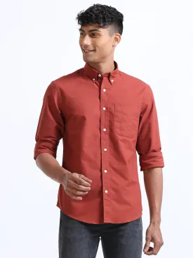 Red Relaxed Fit Oxford Shirt