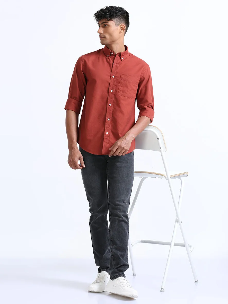 Red Relaxed Fit Oxford Shirt