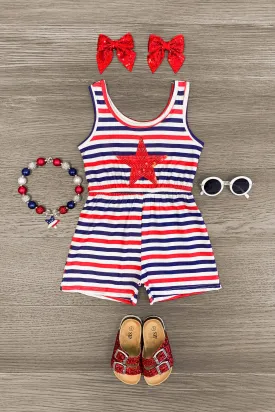 Sequin Star Striped Romper