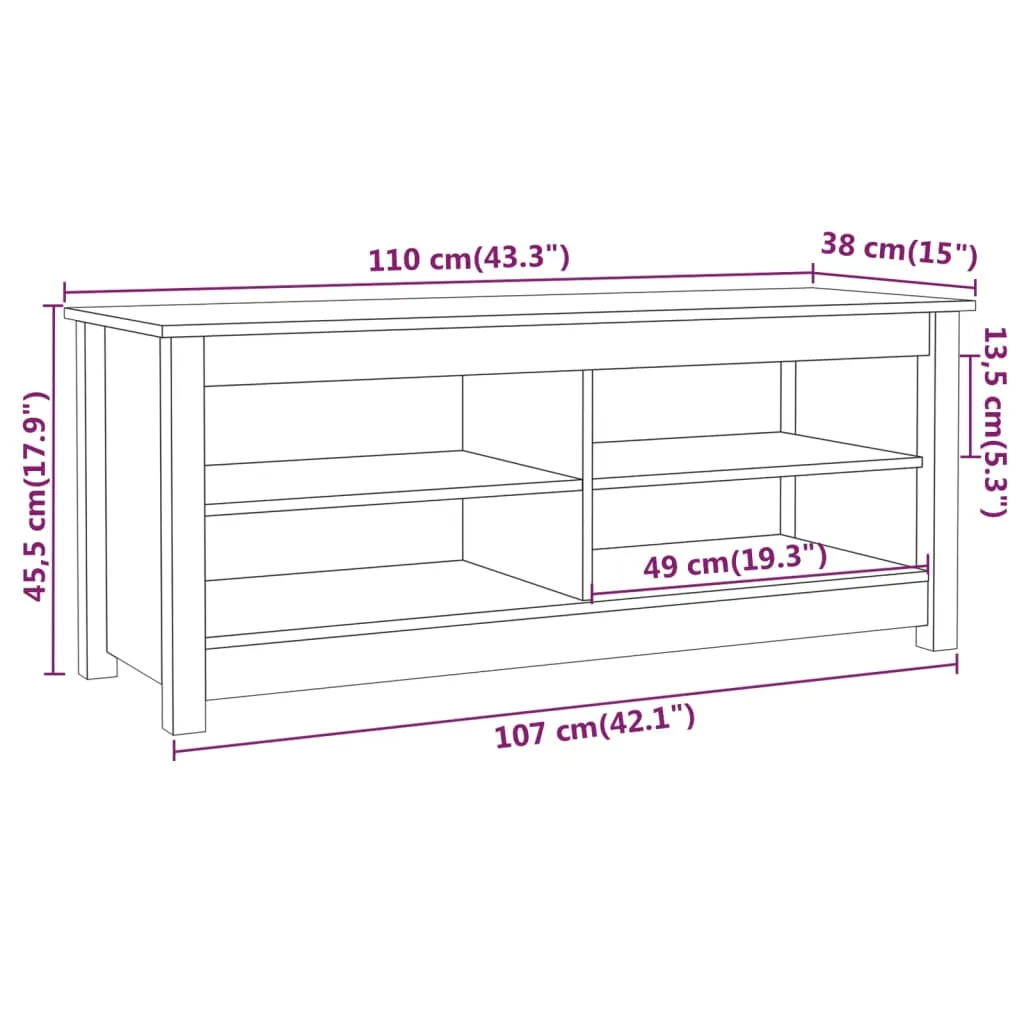 Shoe Bench Grey 110x38x45.5 cm Solid Wood Pine