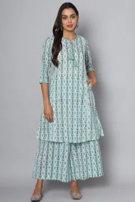 Shuddhi Green And White Kurta And Pant