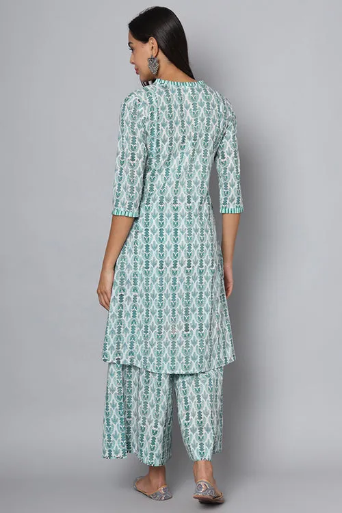 Shuddhi Green And White Kurta And Pant