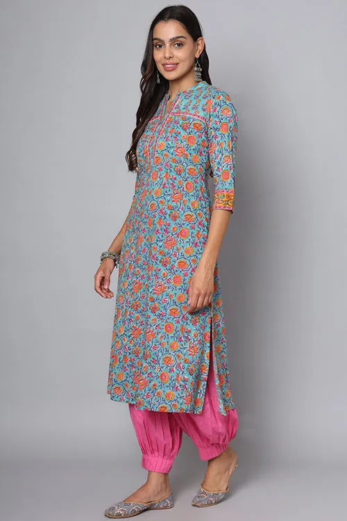 Shuddhi Sea Green And Yellow Kurta