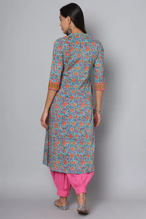 Shuddhi Sea Green And Yellow Kurta