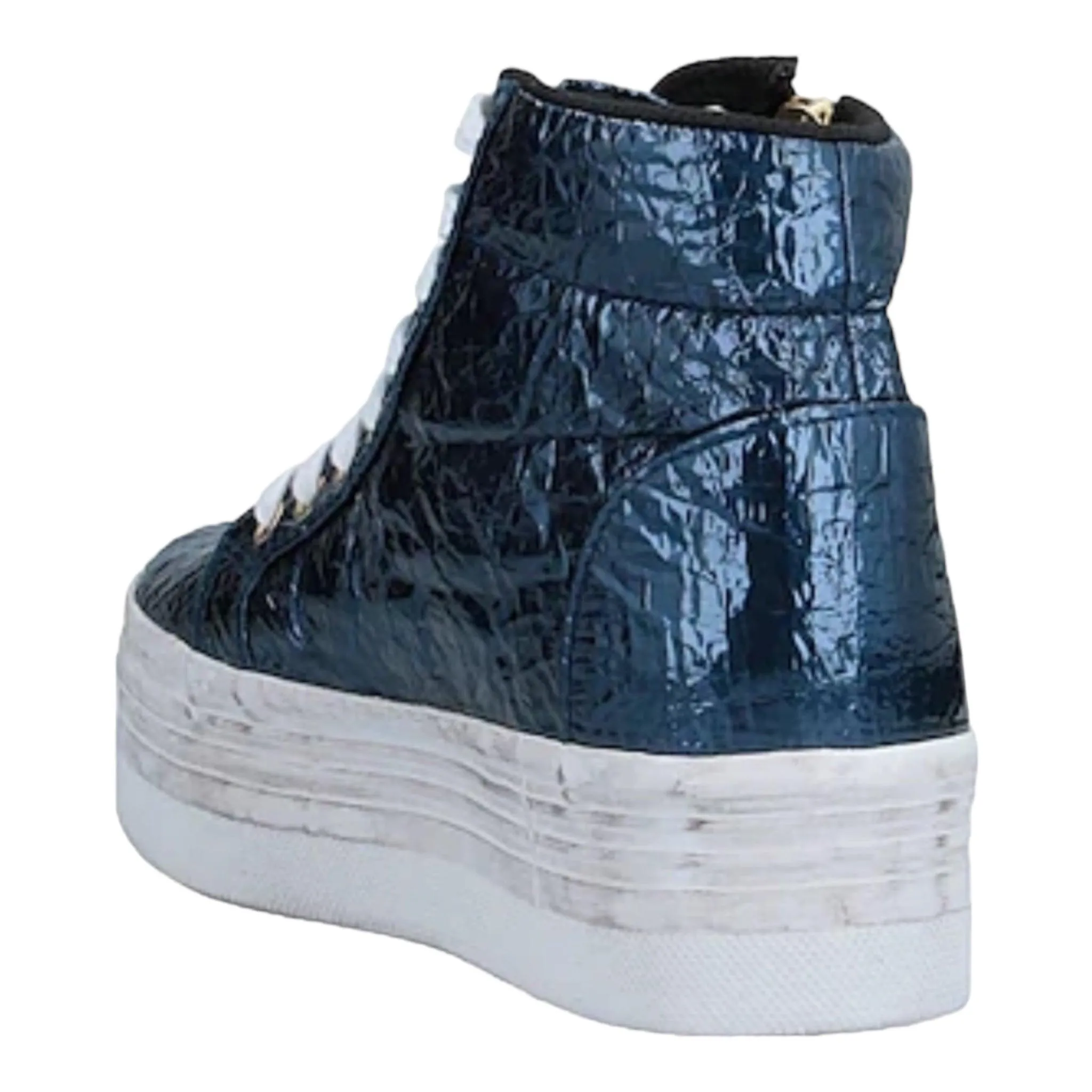 Sky-High Metallic Blue Platform Sneakers