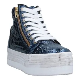 Sky-High Metallic Blue Platform Sneakers