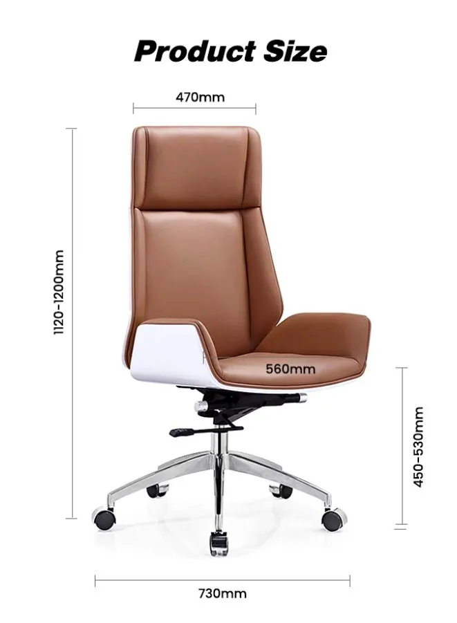 Sleek Modern Executive Office Chair With Genuine Leather for Long Comfortable Use