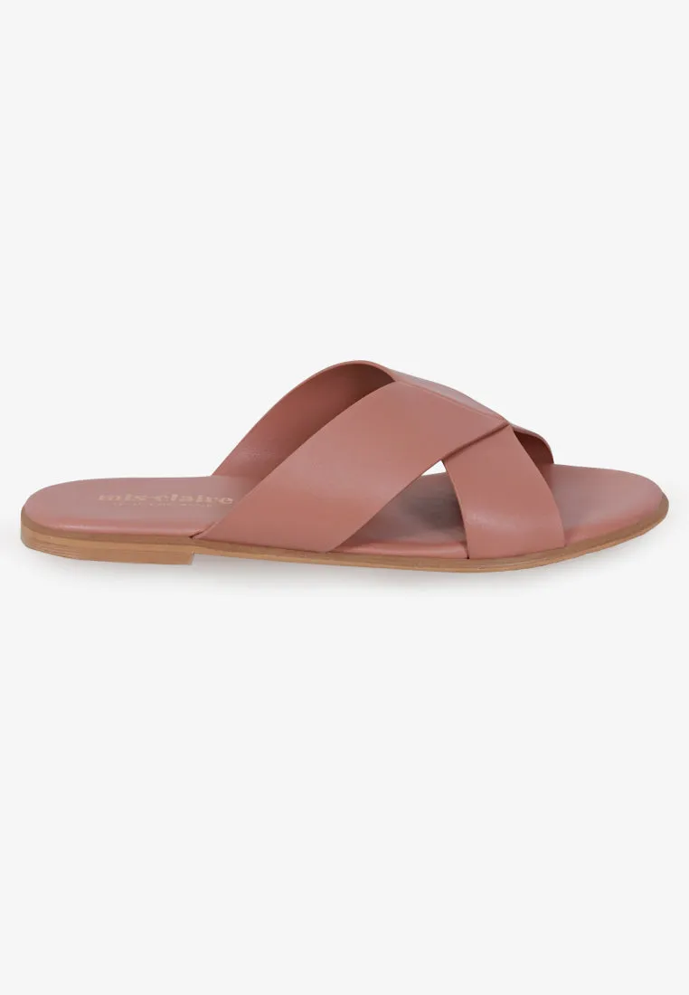 Splendora Faux Crossover Sandals - Pink