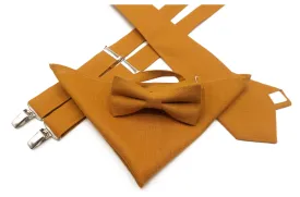 Stylish Mustard Bow Tie and Suspender Sets for Boys and Men - Perfect for Weddings and Formal Events