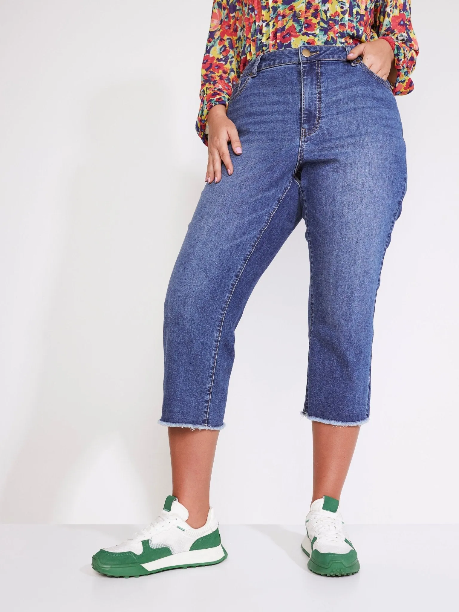 Westport Signature Basic Capri Pants with Frey Hem - Plus