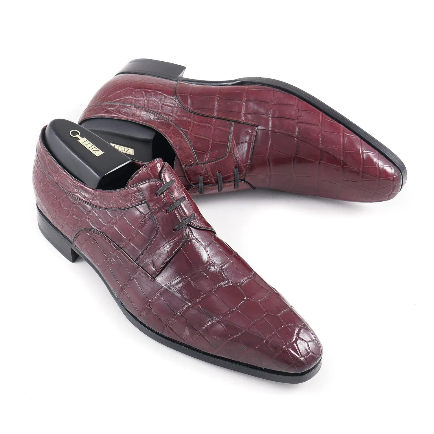 Zilli Burgundy Full Crocodile Derby