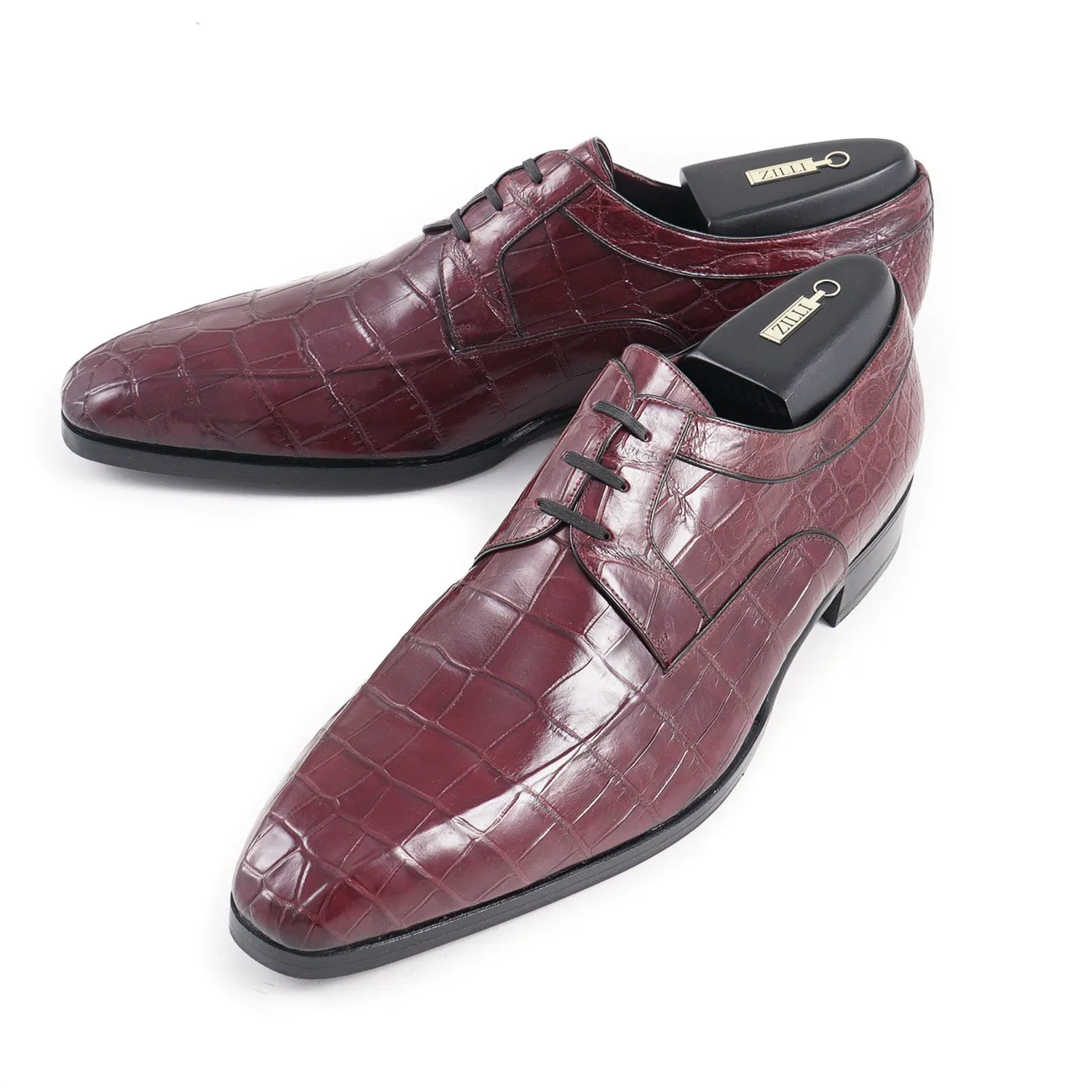 Zilli Burgundy Full Crocodile Derby