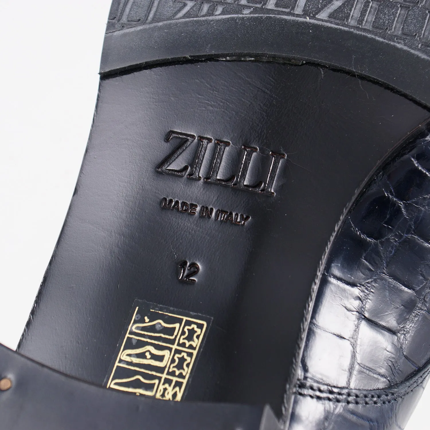 Zilli Navy Blue Full Alligator Derby