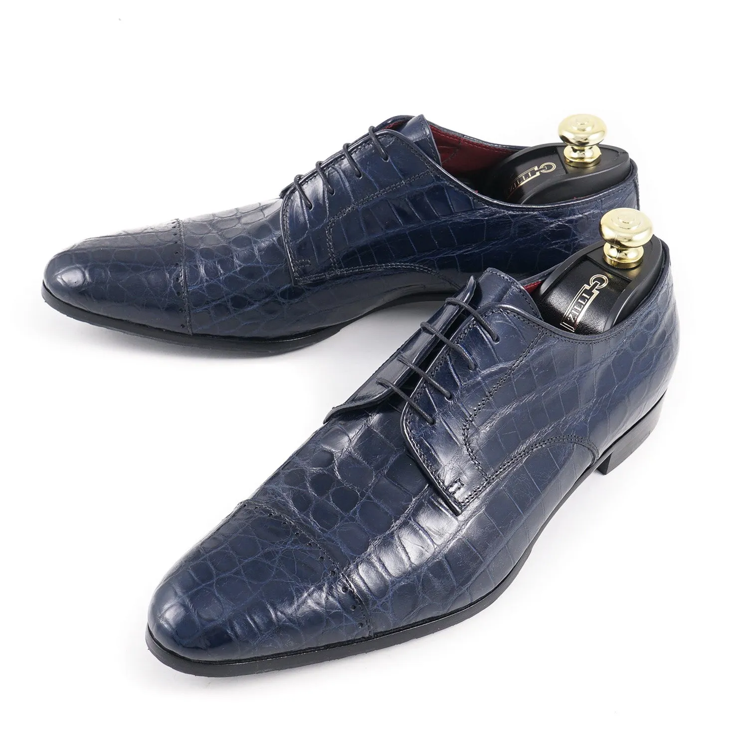 Zilli Navy Blue Full Alligator Derby