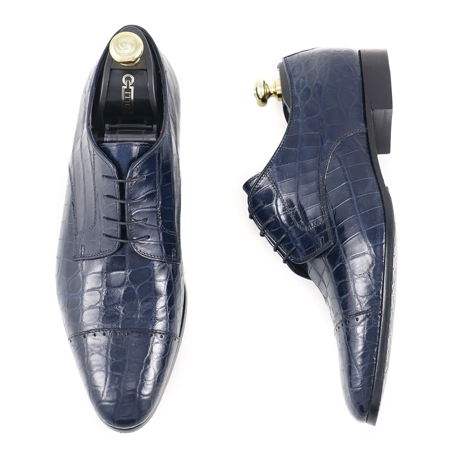 Zilli Navy Blue Full Alligator Derby